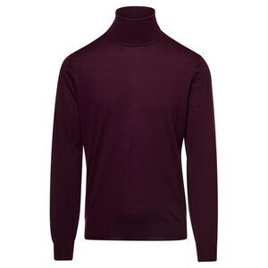 Gaudenzi Men Bordeaux Turtleneck Pull With Rib Trim In Wool Man Gaudenzi